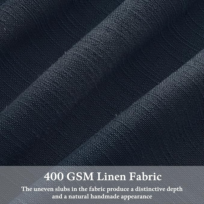 Dark Blue Memory Trained Linen Pinch Pleated Semi Sheer Curtains 108 Inches | - Image 3